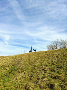 Iris mit den Hunden an der Eselsburg
