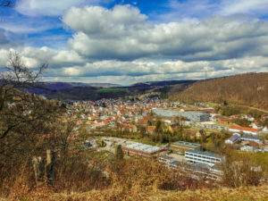Aussicht von der Burgruine Herwartstein auf Königsbronn