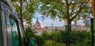 Wohnmobilstellplatz Dresden mit Aussicht auf Altstadt